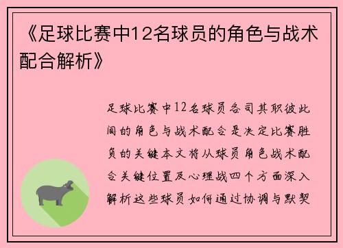 《足球比赛中12名球员的角色与战术配合解析》